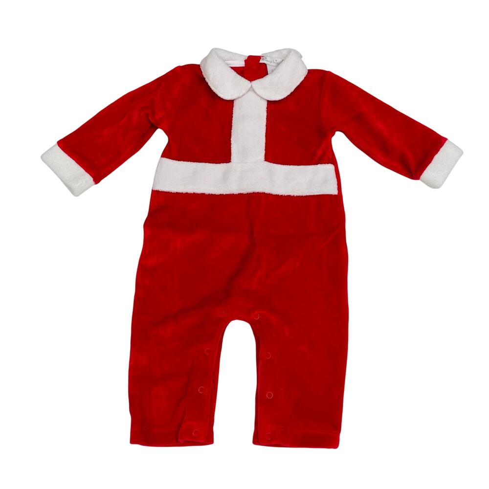 NWT Kissy Kissy 6-9M Santa Sleigh Velour Playsuit